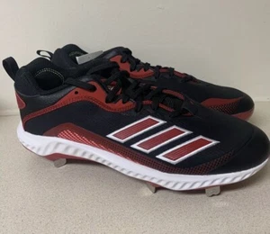 Adidas FV9348 Icon 6 Bounce Black Red White Baseball Cleats Men's Sz 11.5 NWOB - Picture 1 of 6