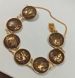 Pulsera de oro damasceno japonés Amita - Imagen 1 de 8