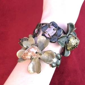 Flower Bracelet Crystal Y2K 90s Fairy Core Cuff Bracelet - Picture 1 of 5