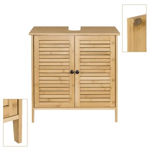 Badschrank Unterschrank Waschbeckenunterschrank Badezimmerschrank Bambus Natur - Bild 1 von 7