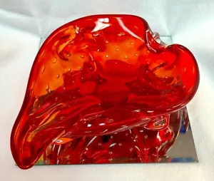 Murano Glass - Beautiful Red Strawberry Shaped Glass Bowl - Bullicante Design - Picture 1 of 10
