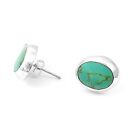 Sterling Silver Oval Turquoise Stud Earrings from Taxco Mexico