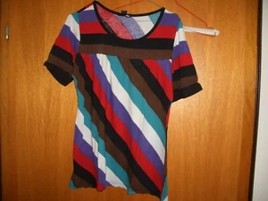Damen T Shirt lt. Etikett Gr. L (42) Marke H & M Neuwertig bunte Streifen Viskos - Bild 1 von 3