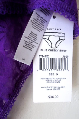 Hanky Panky 1X Bragas Talla Grande Púrpura Profundo descarado elástico encaje NUEVO CON ETIQUETAS $34 Foto 1 de 4