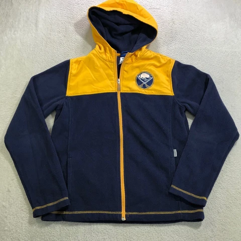 Buffalo Sabres Jacket Womens Medium Blue Yellow Fleece Zip Hoodie Reebok Cover
