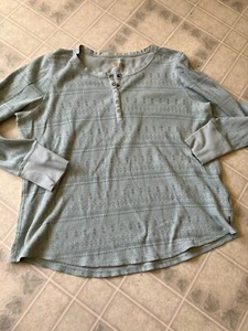 Carhartt Women's Thermal Waffle Shirt Henley Long Sleeve Aqua Size XXL sz 20 - Picture 1 of 5
