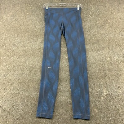 Under Armour Leggings Womens Small Blue Geometric Heat Gear Metallic Stretch - Image 1 of 4