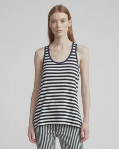 Rag & Bone Kat Split Back Tank Top White/Navy Sz M $125 NWT - Picture 1 of 9