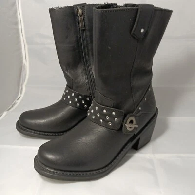 Botas de motociclista Harley Davidson Motorcycles Macie MUJERES de cuero negro con cremallera lateral 7,5 Foto 1 de 4