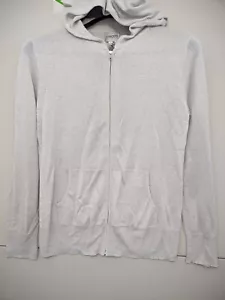 Chicos Hoodie Womens Small Silver Gray Full Zip Metallic Lightweight Coverup - Picture 1 of 13