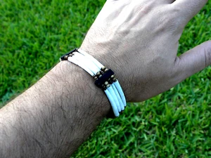 Cuff bracelet good luck dentalium shells Bison leather bone cool Shaman style - Picture 1 of 5