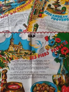 3 Antique Vintage Locatelli UAP Gastronomy South Provencal Recipes Tea Towels  - Picture 1 of 13