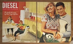 1995 Diesel Jeans & Workwear Family That Prays Fashion 2-Pg 90s Print Ad - Picture 1 of 4