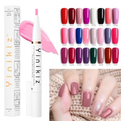 Gel Polish Nail Pen 3 in 1 Manicure One Step Nail Varnish Hybrid Base & Top Coat - Image 1 of 2