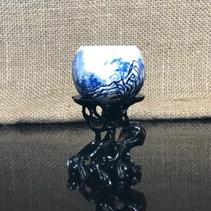Unique bonsai pot, Drawing trees and mountains on ceramic material, mini size - Picture 1 of 10