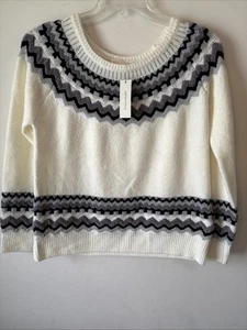 Suéter Pullover Francesca’s Harper Heritage Mujer Talla Mediana Marfil Fair Isle - Imagen 1 de 9