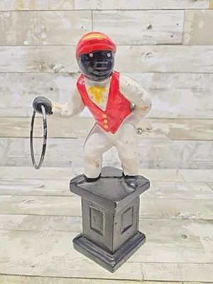 Poste de enganche de hierro fundido de colección caballo jinete ecuestre Foto 1 de 4