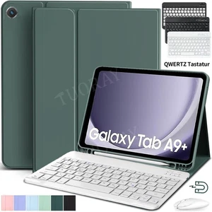 QWERTZ Bluetooth Tastatur Hülle Maus für Samsung Galaxy Tab S9 S9 FE S8 A9 Plus - Bild 1 von 76