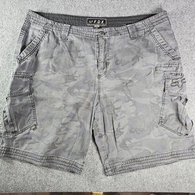Vtg Fox Racing Men Shorts 44 Gray Black Camo Cargo 10" Inseam Moto Biker Y2K A - Image 1 of 4