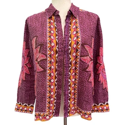 NUEVO CON ETIQUETAS Sundance Raro Bohemio Mezcla de Lino Kimono Abotonado Camisa Chaqueta Talla S/M Foto 1 de 4