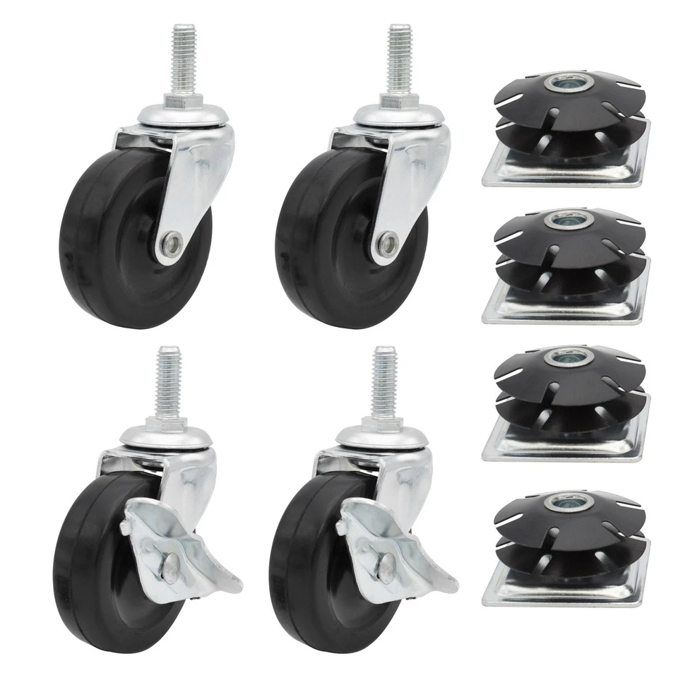 OUTWATER 2 Inch Metal Square Double Star Caster Insert With 2-1/2 Inch Casters Without