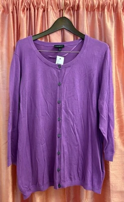 Lane Bryant - Cárdigan de punto púrpura TALLA 22/24 - Botones delanteros 100 % algodón Foto 1 de 4
