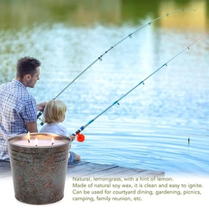 Bucket Candle 3 Wicks Natural Citronella Outdoor Candle For Picnic Camping OEDP - Picture 1 of 24