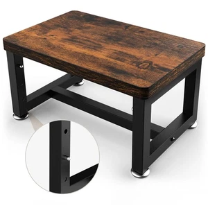 Tritthocker, höhenverstellbare Holztrittleiter Metall Fußhocker kleine Küche - Bild 1 von 6