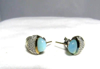 Brincos de camarão David Yurman SS & 18K calcedônia aquática - Imagem 1 de 4