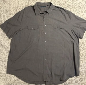 Perry Ellis Mens Gray Shirt Casual Button Down Short Sleeve Size 4X T12 - Picture 1 of 3