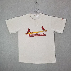 VINTAGE St. Louis Cardinals Medium Gray Cortes 22 Henley Logo Graphic Print READ - Picture 1 of 9