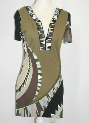 Emilio Pucci Ники калейдоскоп печать v-образным вырезом верхний военный зеленый США 6-8/IT 42 $900 - Изображение 1 из 4