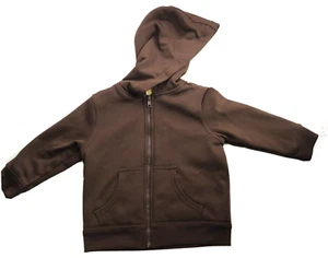 Healthtex Jacket Baby Boy 24M Brown Knit Hooded Faux Fur Lining Zip Up Pocket - Picture 1 of 10