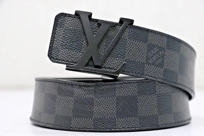 Cinturón Louis Vuitton Initiales Damier Grafito Negro/Gris M9808 Talla 90/36 EE. UU. Foto 1 de 4