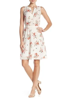 REBECCA TAYLOR Marguerite White Floral Print Crepe Silk  Dress $375 Sz 4 NWT - Image 1 of 4