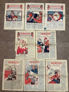 1940er WWII Türkische Politische Karikatur Satirische Zeitungen - KARAGOZ & HEMSERI - Bild 1 von 24