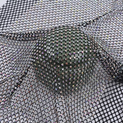 30 100CM Ab Kristall Strass Perlen Netz Netzstoff Stretch Glitzer Glänzend - Bild 1 von 4