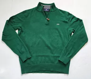 Vineyard Vines Pullover Felpa Uomo Piccolo Verde Quarto Zip Cotone - Foto 1 di 5