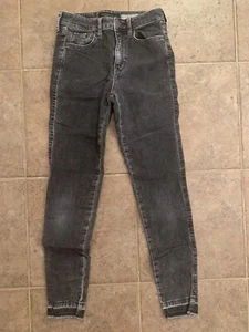Aeropostale 00 Regular Black/Gray High-Waisted Corduroy Ankle Raw Hem Jegging - Picture 1 of 9