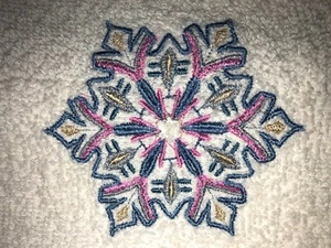Embroidered Ivory Bathroom Hand Towel- Wintery Christmas Snowflake HS1199 - Picture 1 of 3