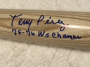 Tony Perez AUTOGRAFO FIRMATO 1975-76 WS Champs BIG STICK BAT CINCINNATI REDS JSA - Foto 1 di 3