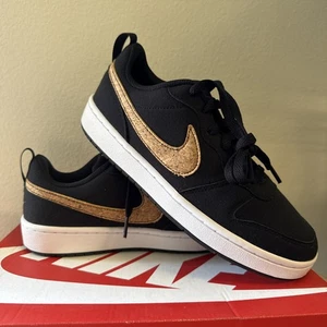 Nike Court Borough Low 2 Women 8 Kids 6.5Y Canvas Black Praline DC7949-001 #4353 - Picture 1 of 18