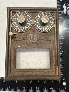 Antike US PO Box Tür | Double Dial | Messing | U.S. Eagle Emblem | unbekannte Kombination - Bild 1 von 13