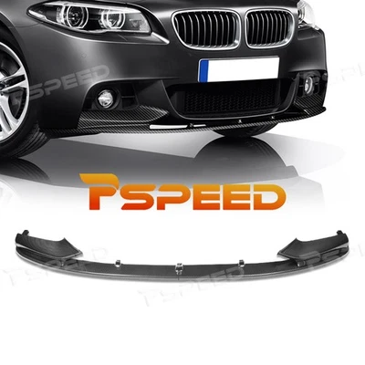 Carbon Look PP Front Bumper Spoiler Lip For BMW 528i 530i 550i M Sport 2013-2016 - Image 1 of 4