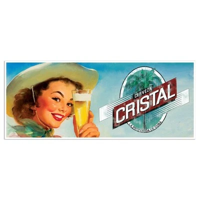 Cristal Beer Vintage Cuban Ad Art Print | Retro Bar Wall Decor Cerveza Poster - Image 1 of 4