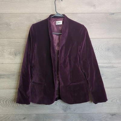 Blazer feminino vintage de veludo roxo Koret tamanho médio - Imagem 1 de 4