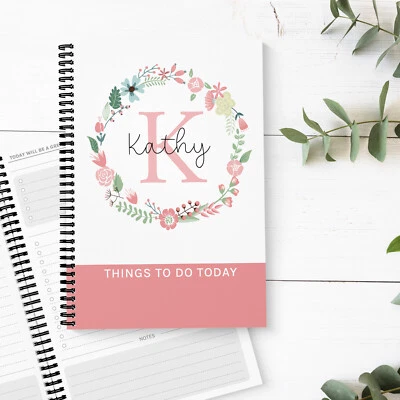 THE GIFTIE COMPANY Floral TO DO LIST Notebook Task Planner Personalised Stationery Daily Organiser