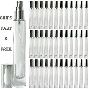 10ml 0.34oz Perfume Cylinder Thick Glass y Bottle Silver Atomizer Refillable - Picture 1 of 6