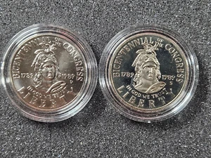 🌟 1989 Proof & Unc Bicentennial Congress - Commemorative Half Dollars - 2 Coins - Picture 1 of 2