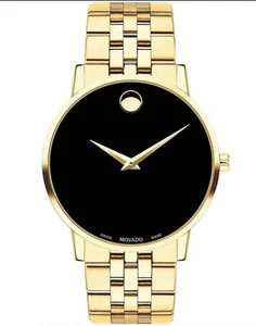 NEW Movado Men's Yellow Gold Museum Classic 40mm Watch 0607203 - Picture 1 of 7